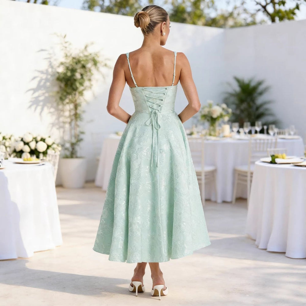 Women's Jacquard Sweetheart Corset Bodice Cocktail Dress