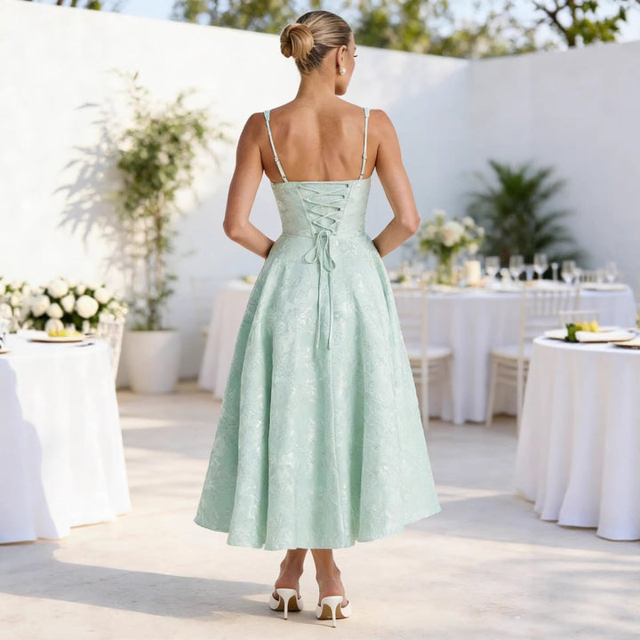 Women's Jacquard Sweetheart Corset Bodice Cocktail Dress