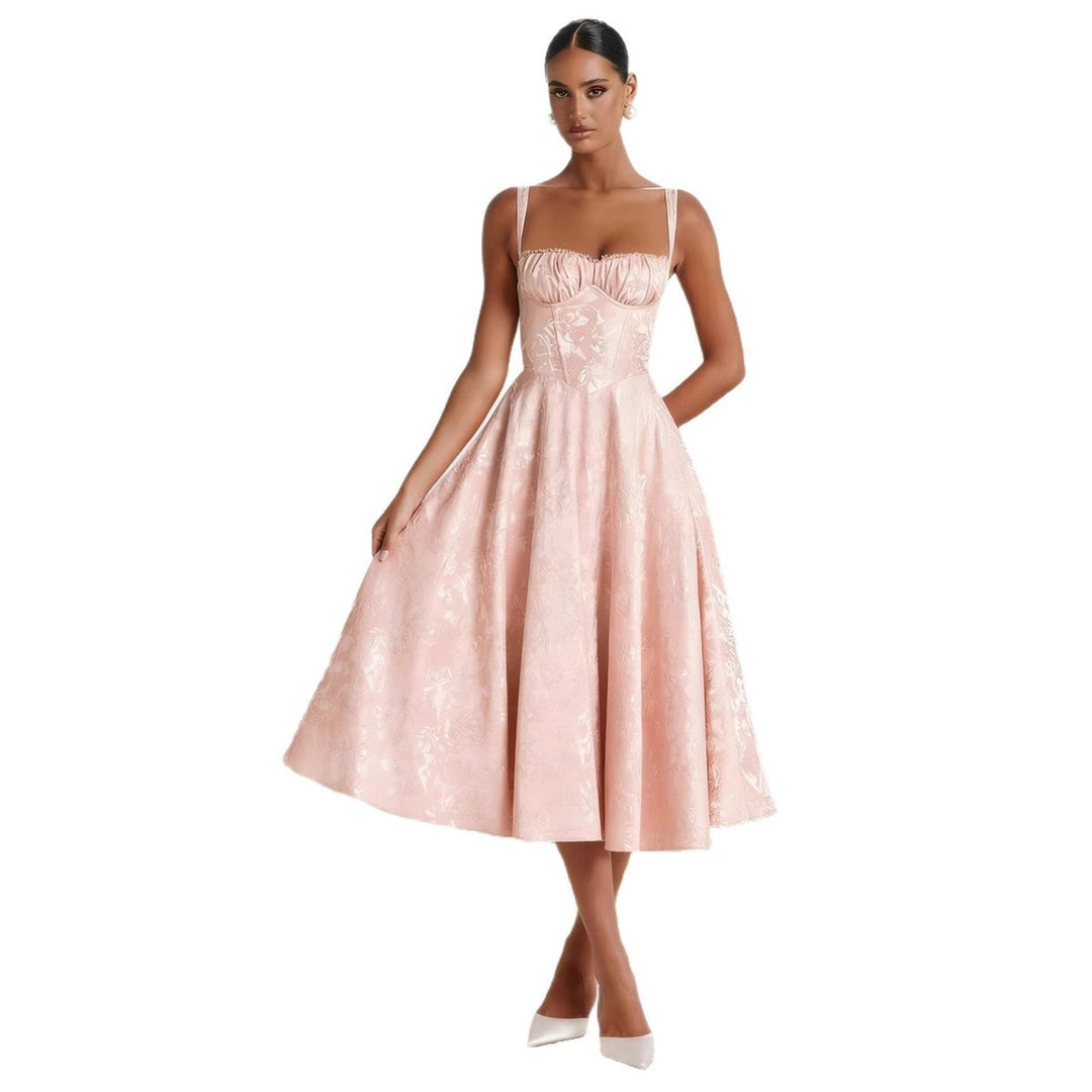Women's Jacquard Sweetheart Corset Bodice Cocktail Dress