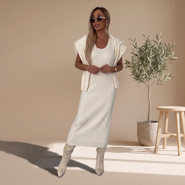 Women's Knitted Top and Skirt Set Turtleneck Midi Co-Ord