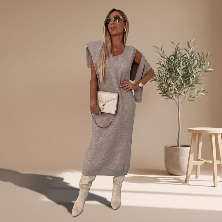 Women's Knitted Top and Skirt Set Turtleneck Midi Co-Ord