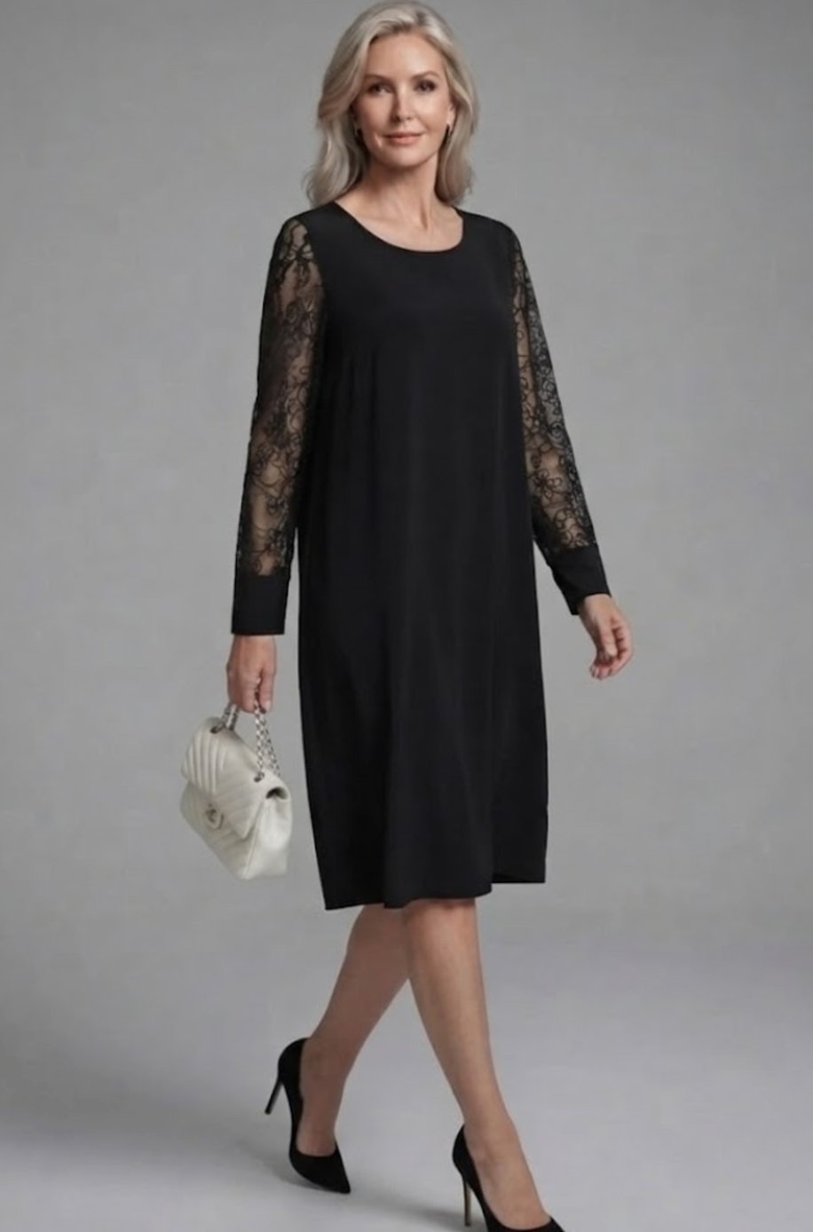 Women's Lace-Sleeve Peplum-Waist Fitted Midi Cocktail Dress