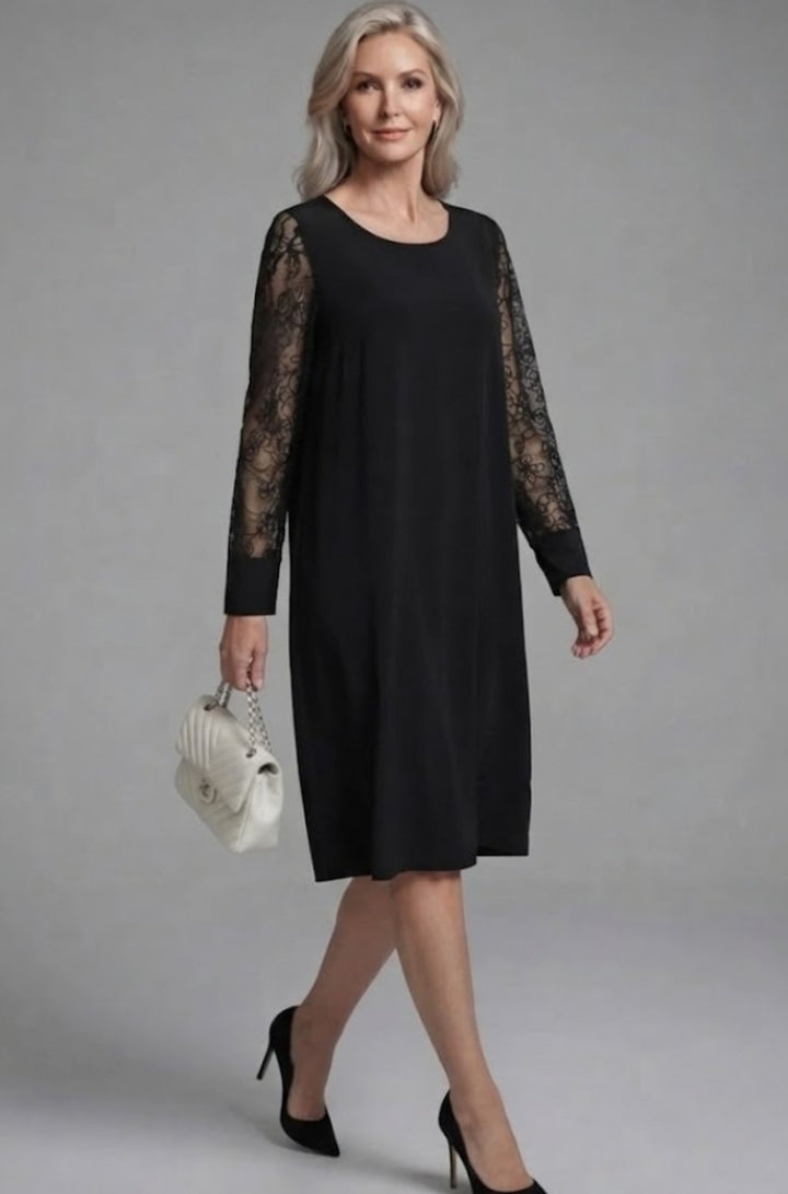 Women's Lace-Sleeve Peplum-Waist Fitted Midi Cocktail Dress