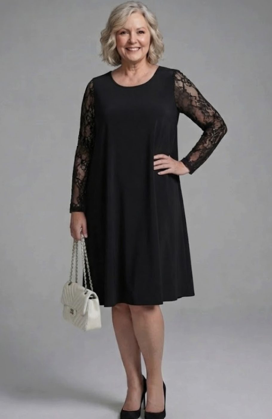 Women's Lace-Sleeve Peplum-Waist Fitted Midi Cocktail Dress