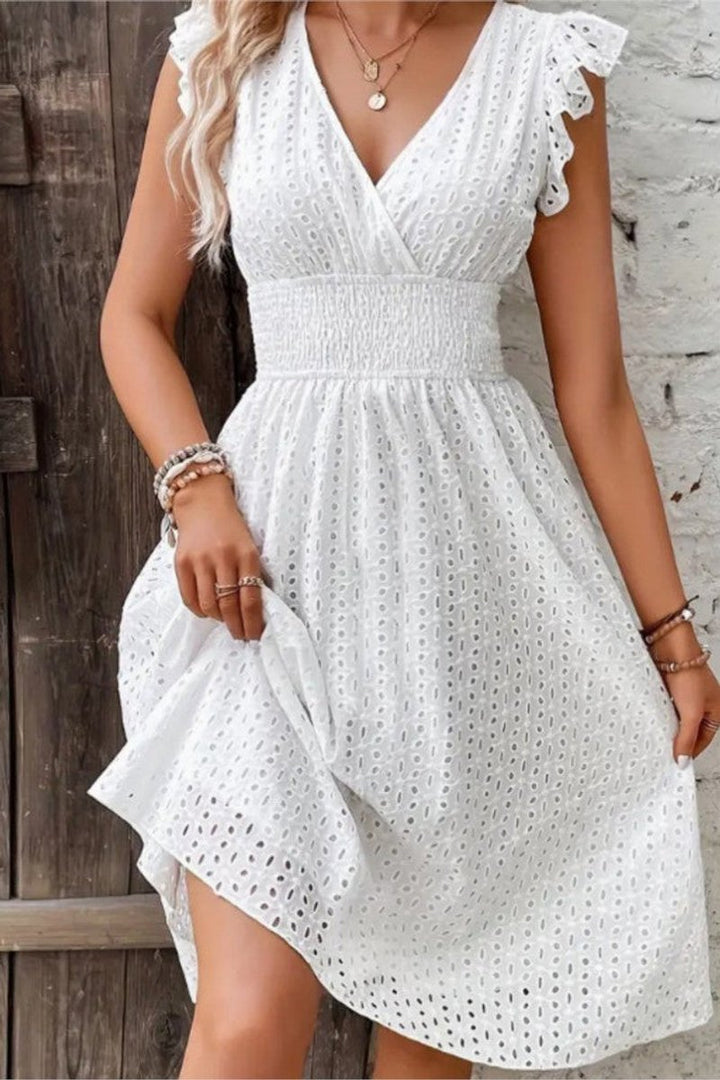 Women's Lace-Trim Swiss Dot Spaghetti Strap Cocktail Dress
