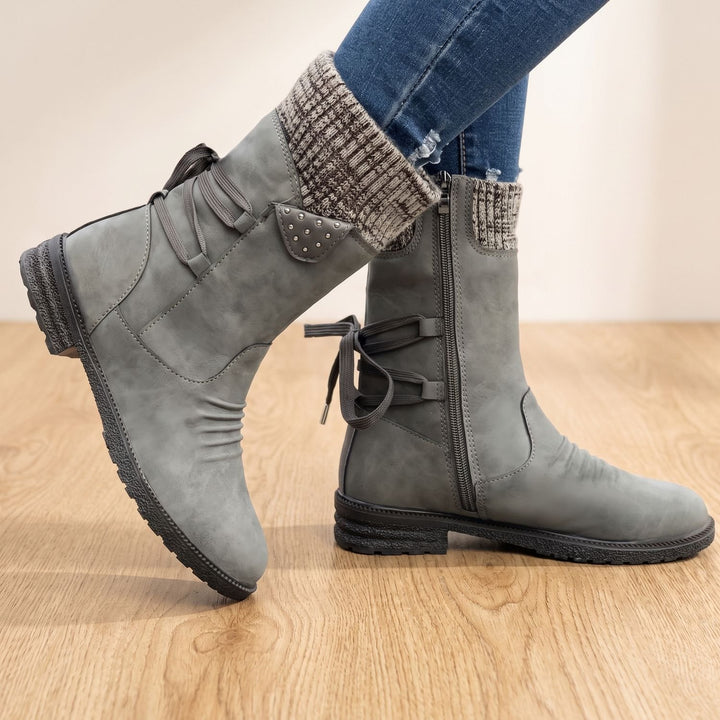 Women's Lace-Up Knit-Cuff Chelsea Ankle Boots