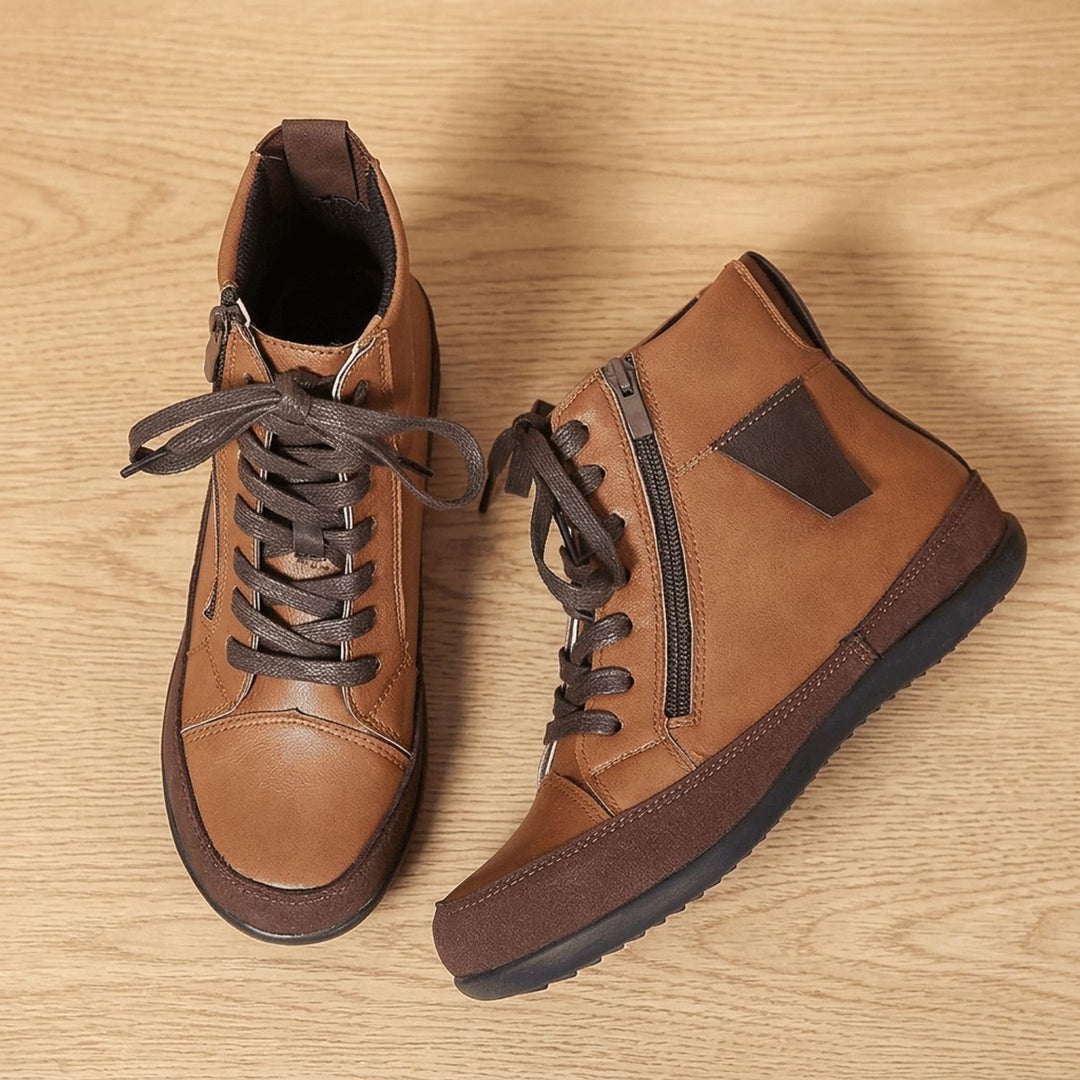 Women's Lace-Up Side-Zip Round-Toe Ankle Booties