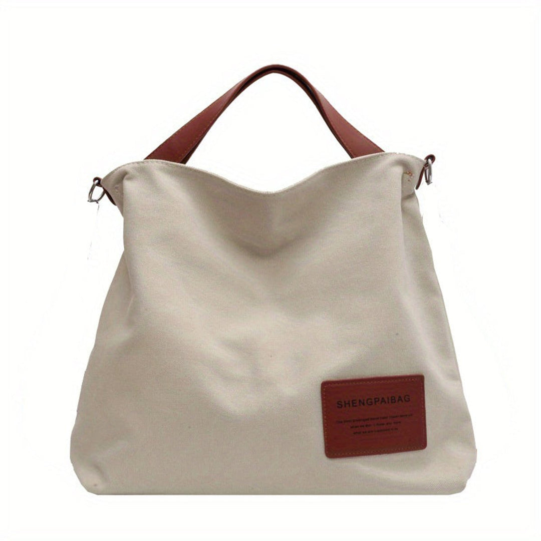 Women's Large Canvas Tote Bag Adjustable Shoulder Strap - Cream White