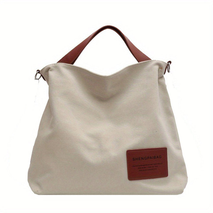 Women's Large Canvas Tote Bag Adjustable Shoulder Strap - Cream White
