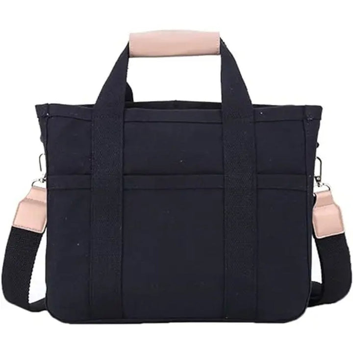 Women's Large-Capacity Multi-Pocket Canvas Tote Bag Crossbody - Black