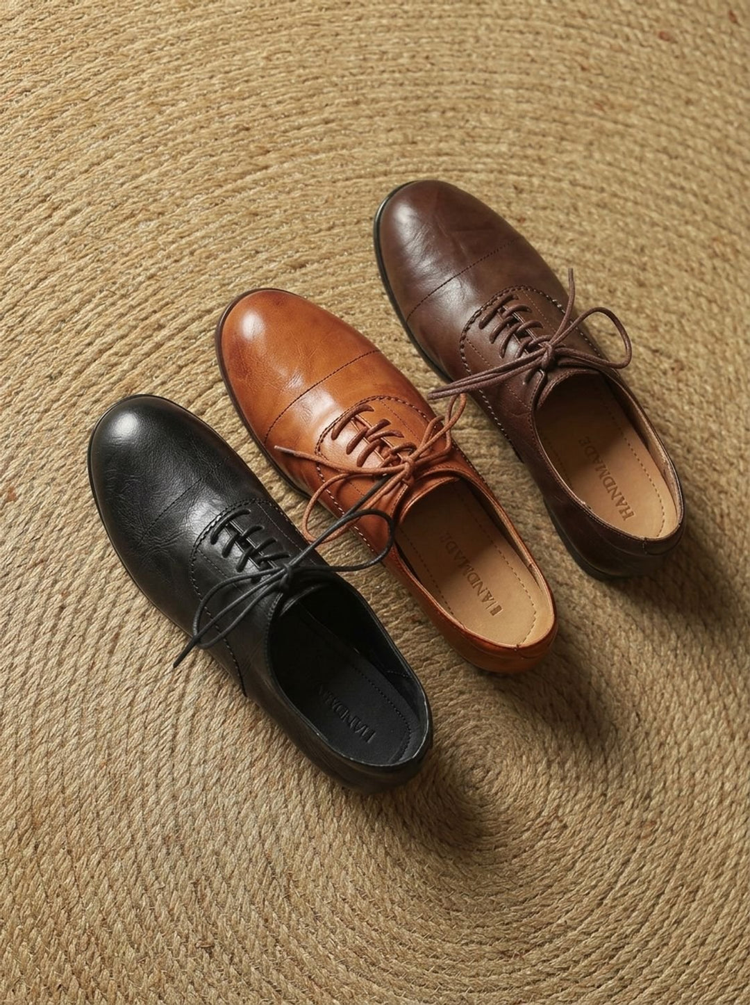 Women's Leather Lace-Up Cap Toe Flat Oxford Shoes