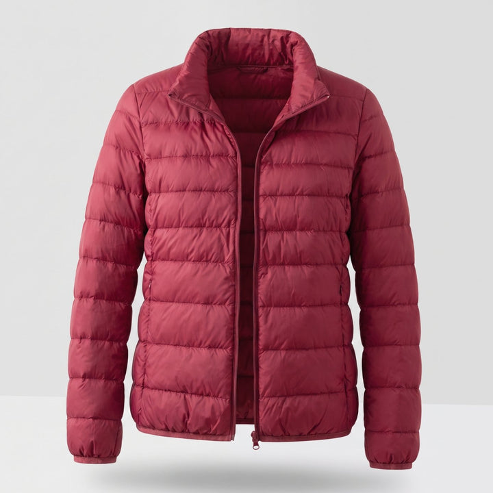 Women's Lightweight Down-Fill Stand-Collar Quilted Jacket - Burgundy