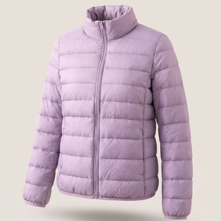Women's Lightweight Down-Fill Stand-Collar Quilted Jacket - Light Purple