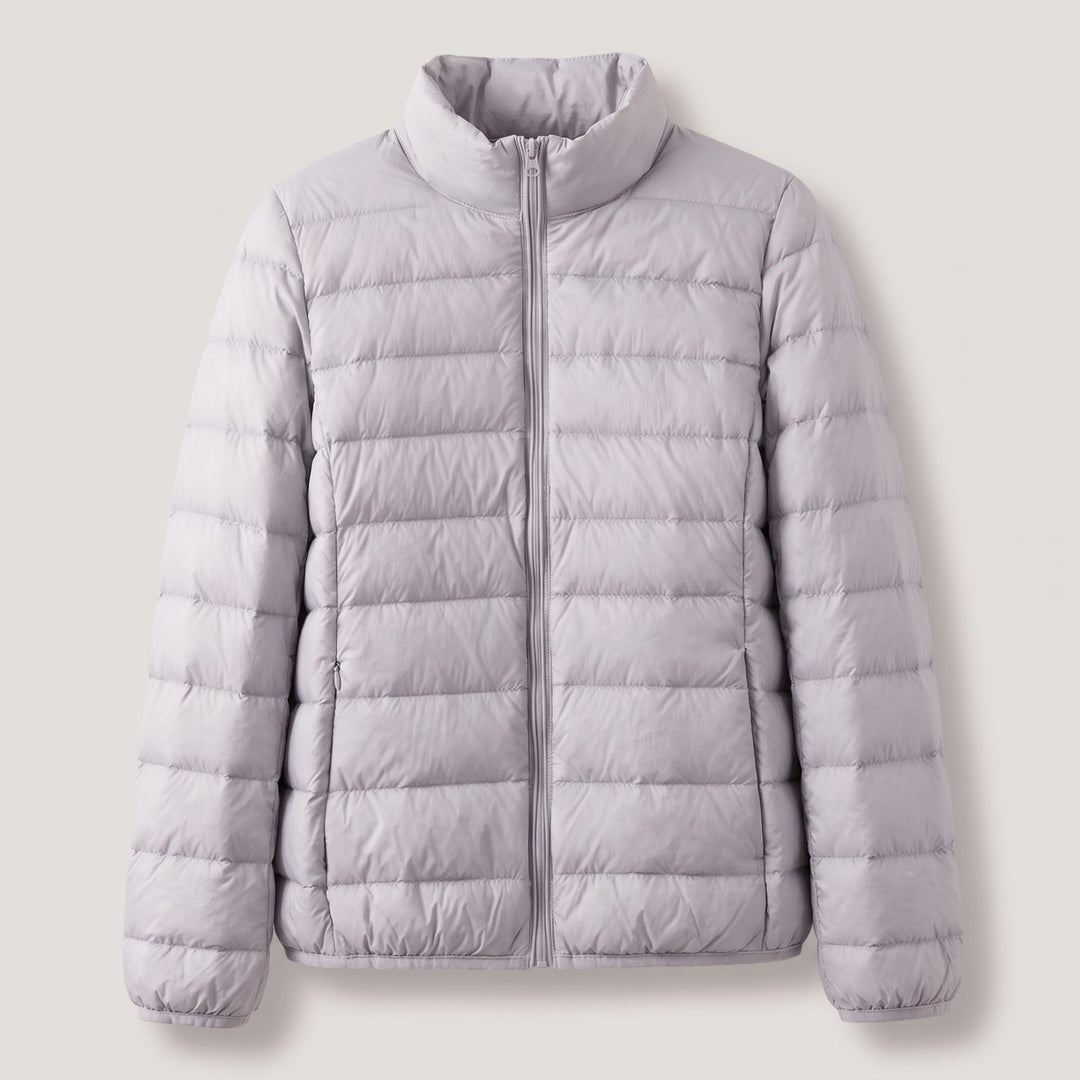 Women's Lightweight Down-Fill Stand-Collar Quilted Jacket - Gray