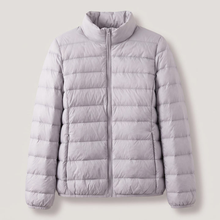 Women's Lightweight Down-Fill Stand-Collar Quilted Jacket - Gray