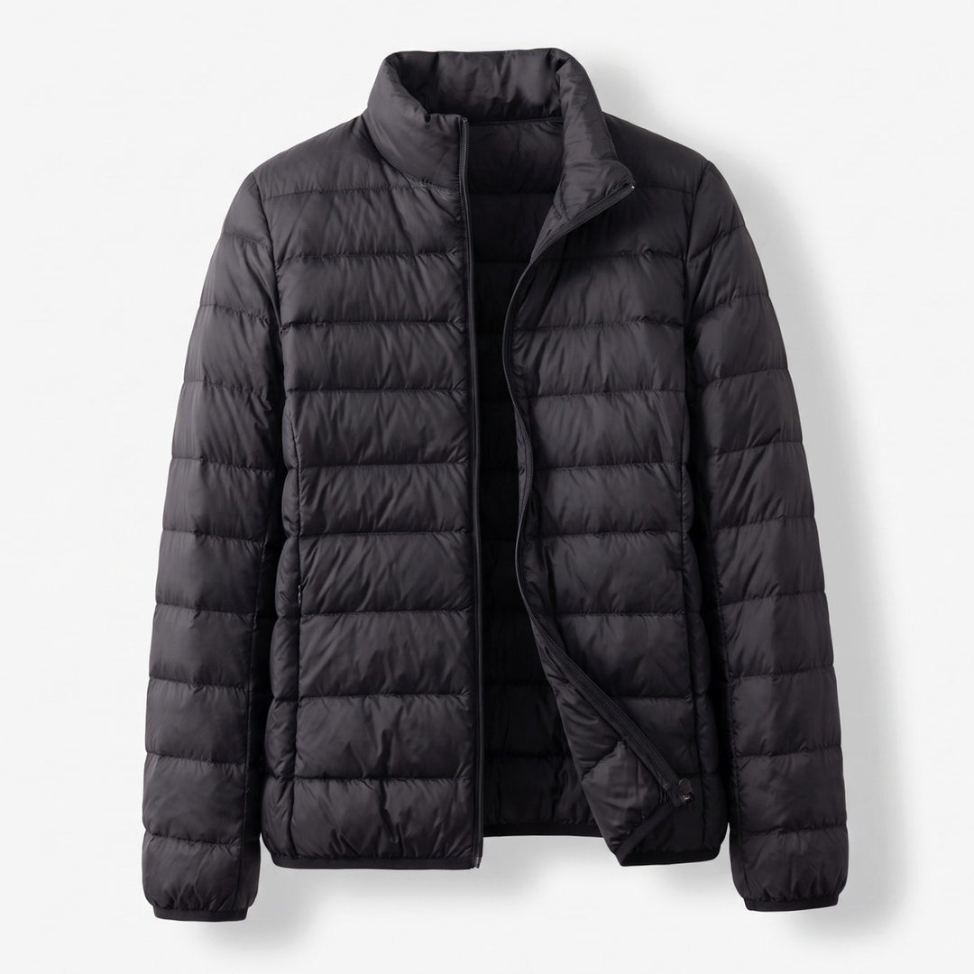 Women's Lightweight Down-Fill Stand-Collar Quilted Jacket - Black
