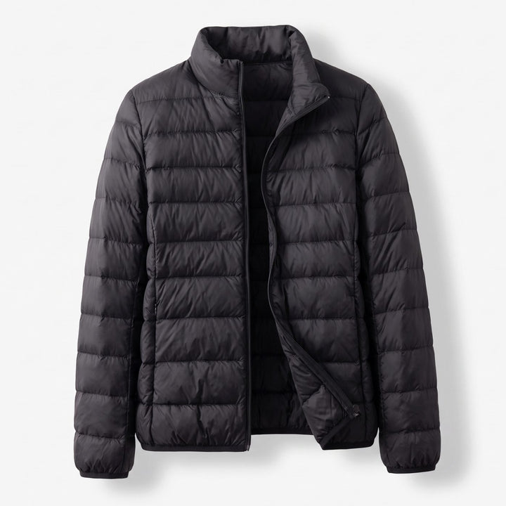 Women's Lightweight Down-Fill Stand-Collar Quilted Jacket - Black