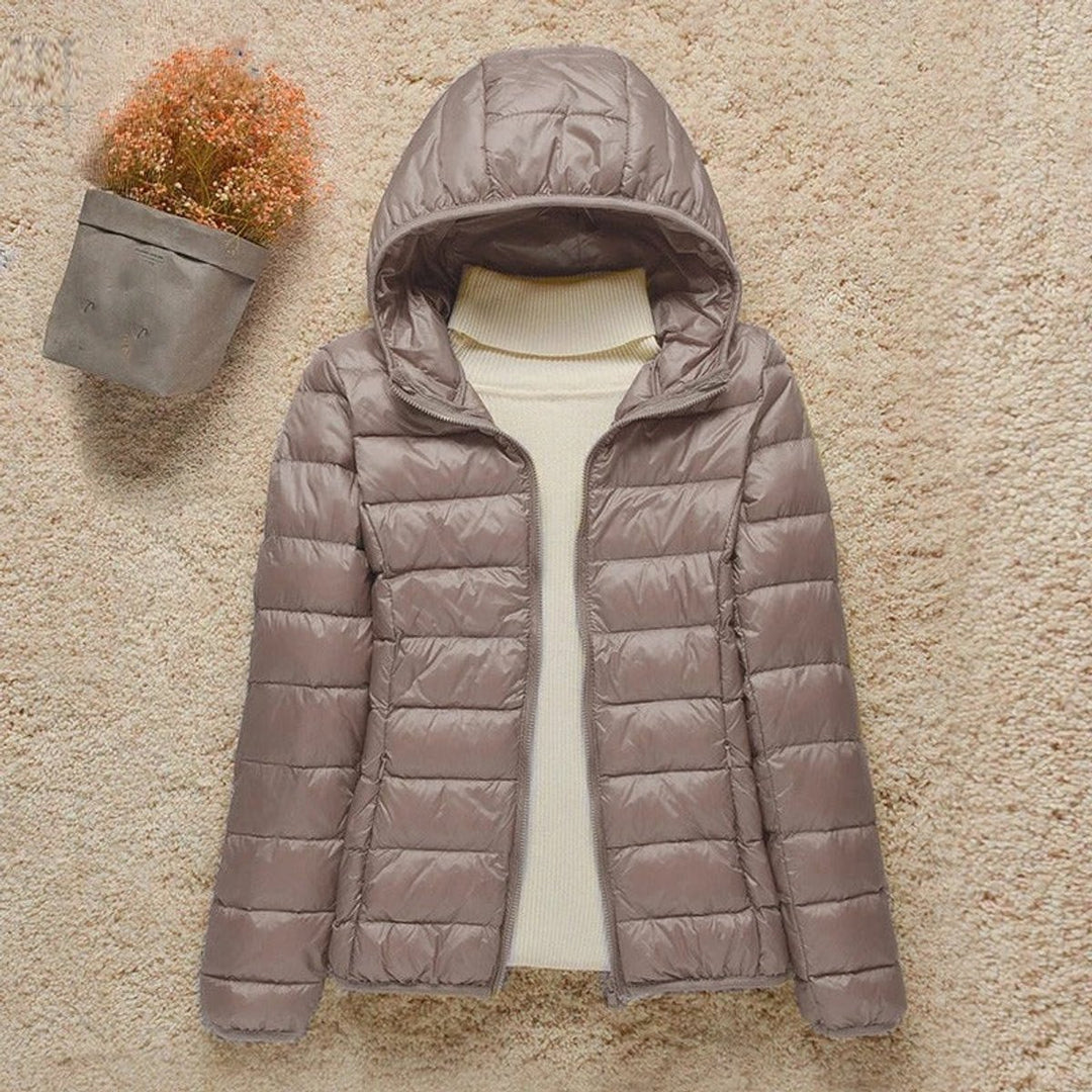 Women's Lightweight Hooded Quilted Jacket Packable Puffer - Taupe