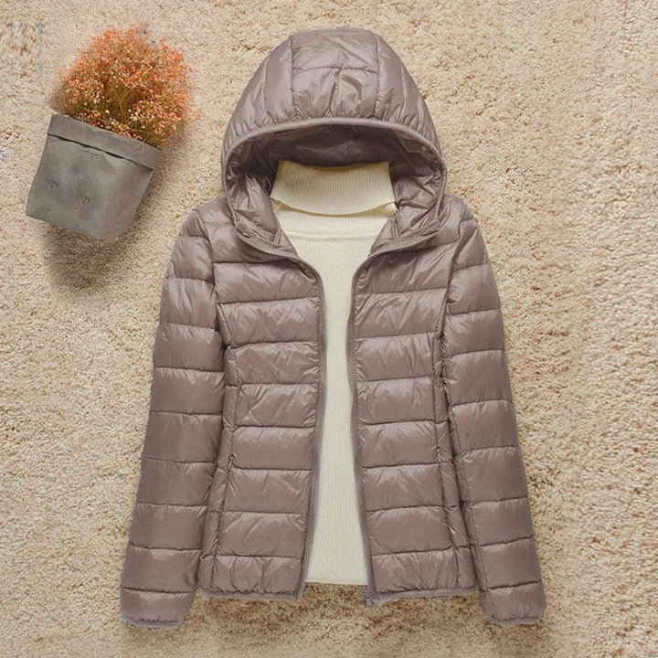 Women's Lightweight Hooded Quilted Jacket Packable Puffer - Taupe