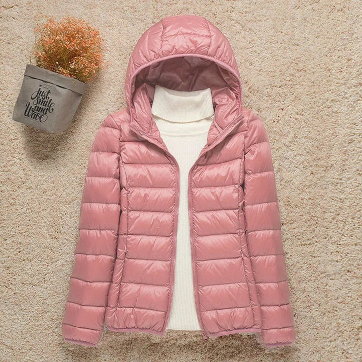 Women's Lightweight Hooded Quilted Jacket Packable Puffer - Pink