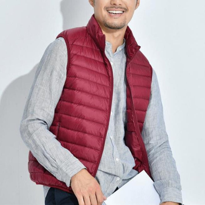 Women's Lightweight Quilted Zip-Up Puffer Vest Stand Collar - Red