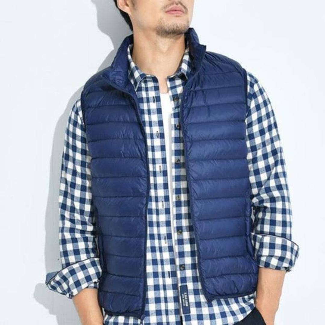 Women's Lightweight Quilted Zip-Up Puffer Vest Stand Collar - Blue
