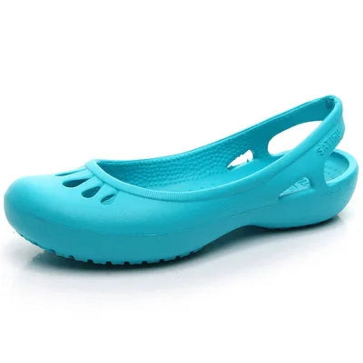 Women's Lightweight Waterproof Jelly Comfortable Sandals Slingback Flats - Sky Blue