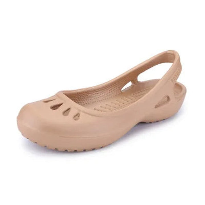 Women's Lightweight Waterproof Jelly Comfortable Sandals Slingback Flats - Khaki