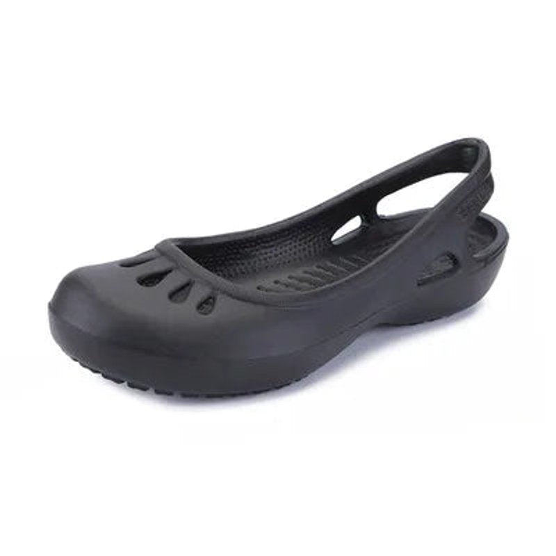 Women's Lightweight Waterproof Jelly Comfortable Sandals Slingback Flats - Black