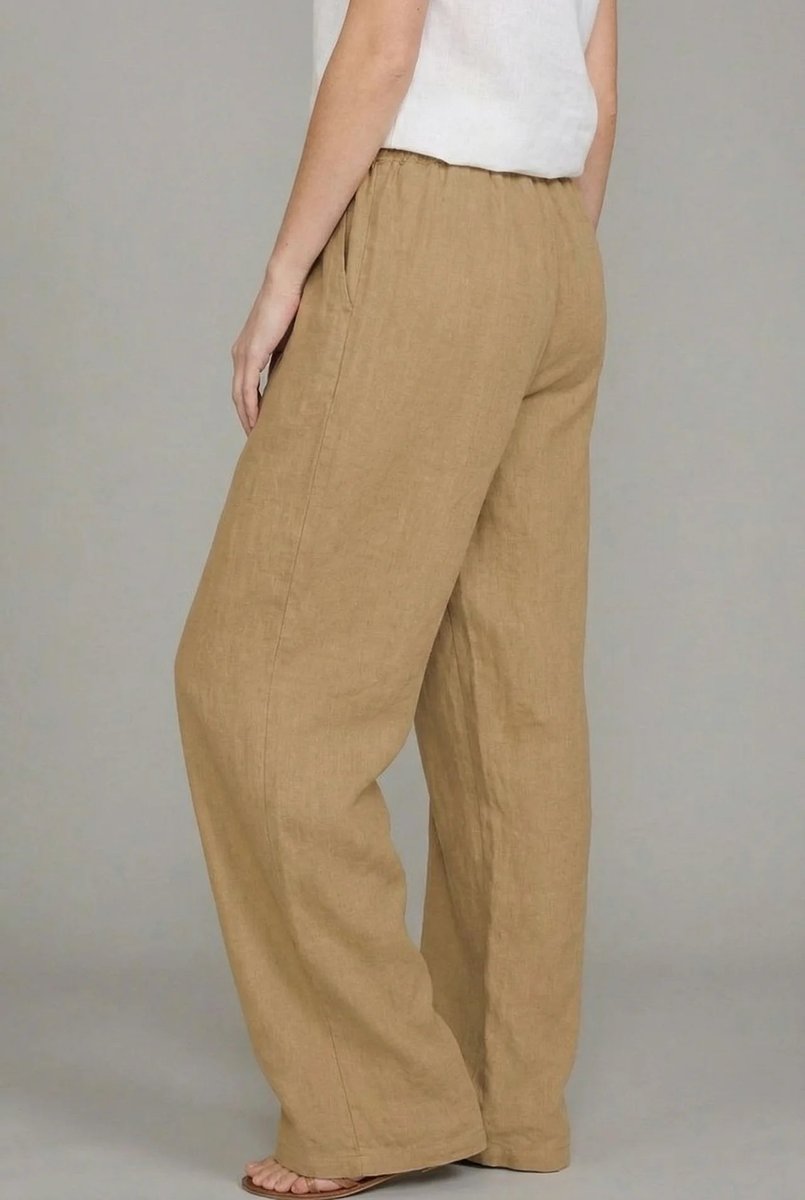 Women's Linen Wide Leg Pants Relaxed Drawstring Waist