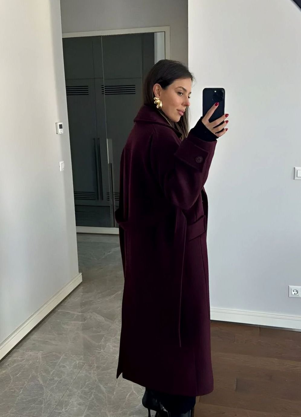 Women's Long Belted Wrap Winter Coat