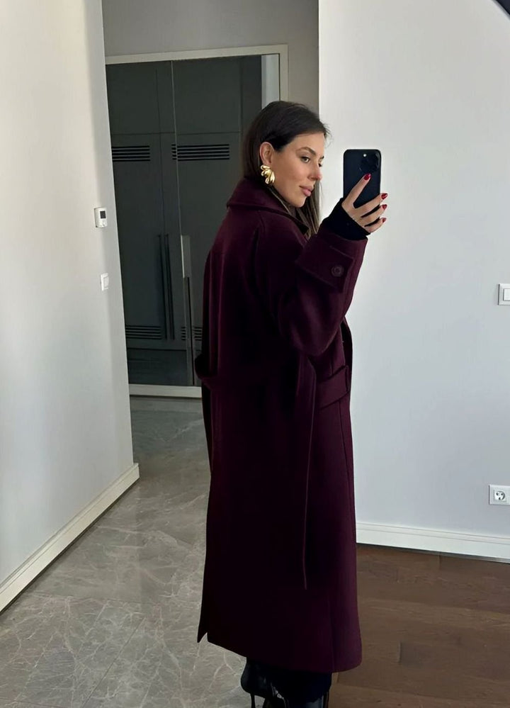 Women's Long Belted Wrap Winter Coat