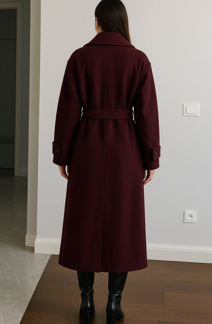 Women's Long Belted Wrap Winter Coat