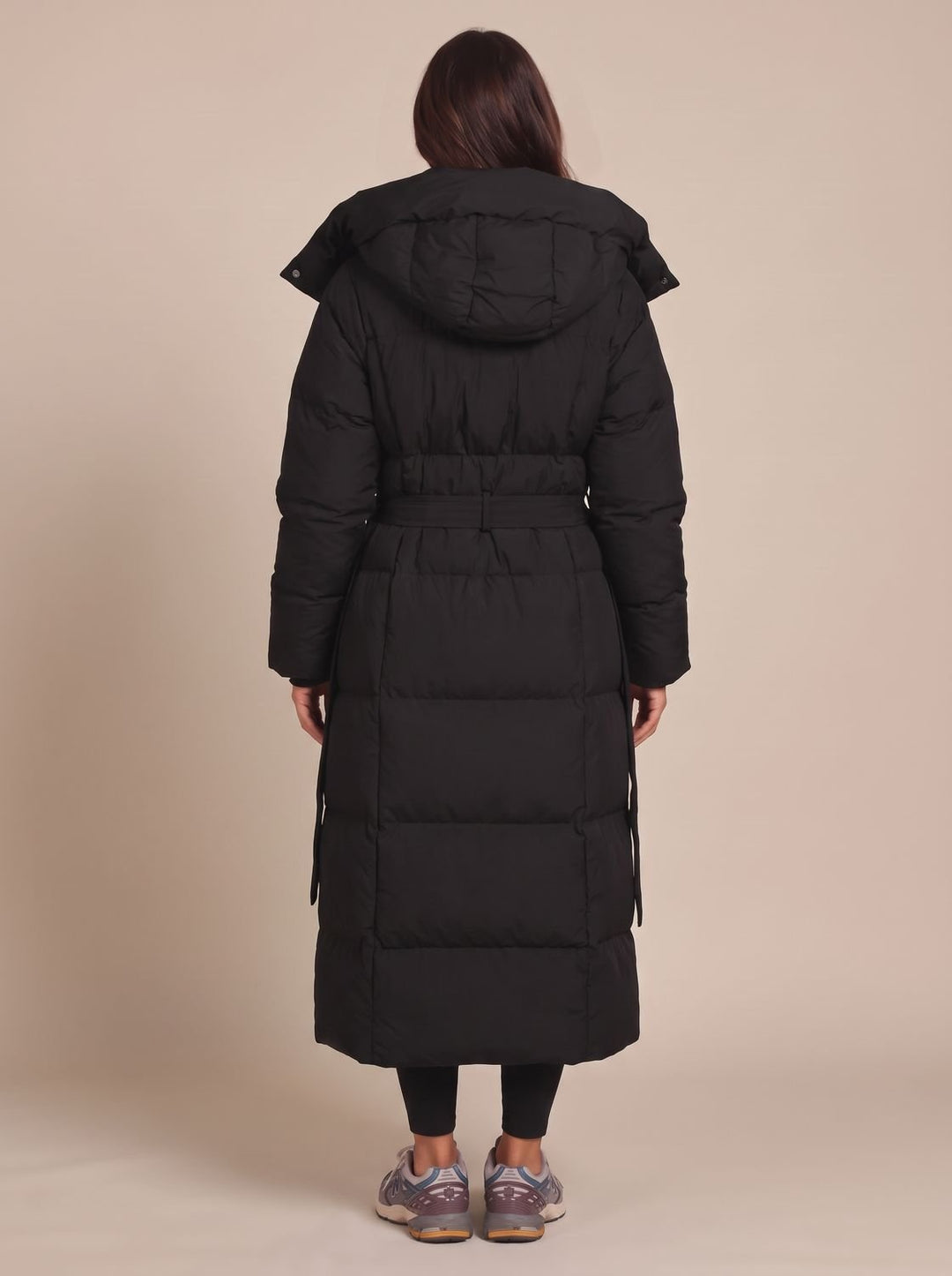 Women's Long Hooded Belted Puffer Coat