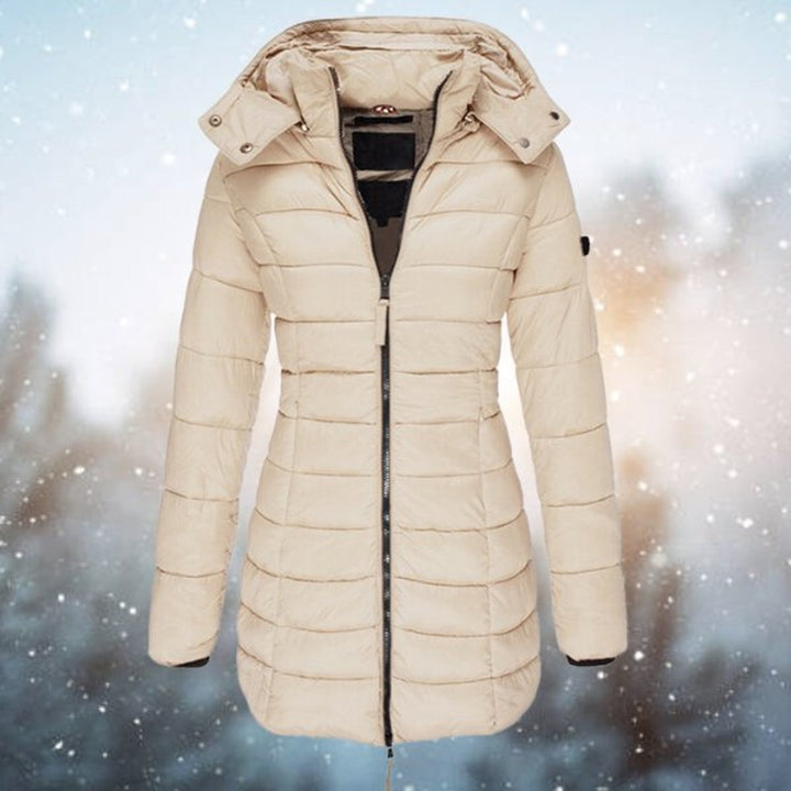 Women's Long Hooded Quilted Jacket Insulated Puffer Coat - Khaki