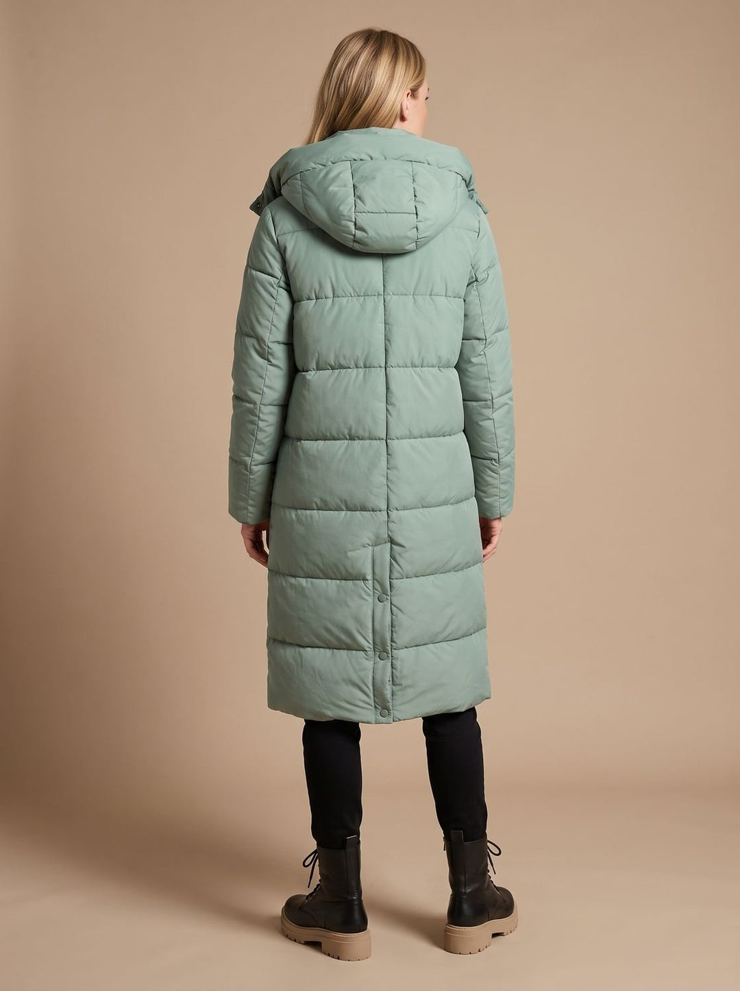 Women's Long Hooded Quilted Puffer Jacket Insulated Maxi Coat - Turquoise