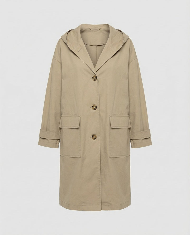 Women's Long Hooded Waterproof Windproof Trench Coat