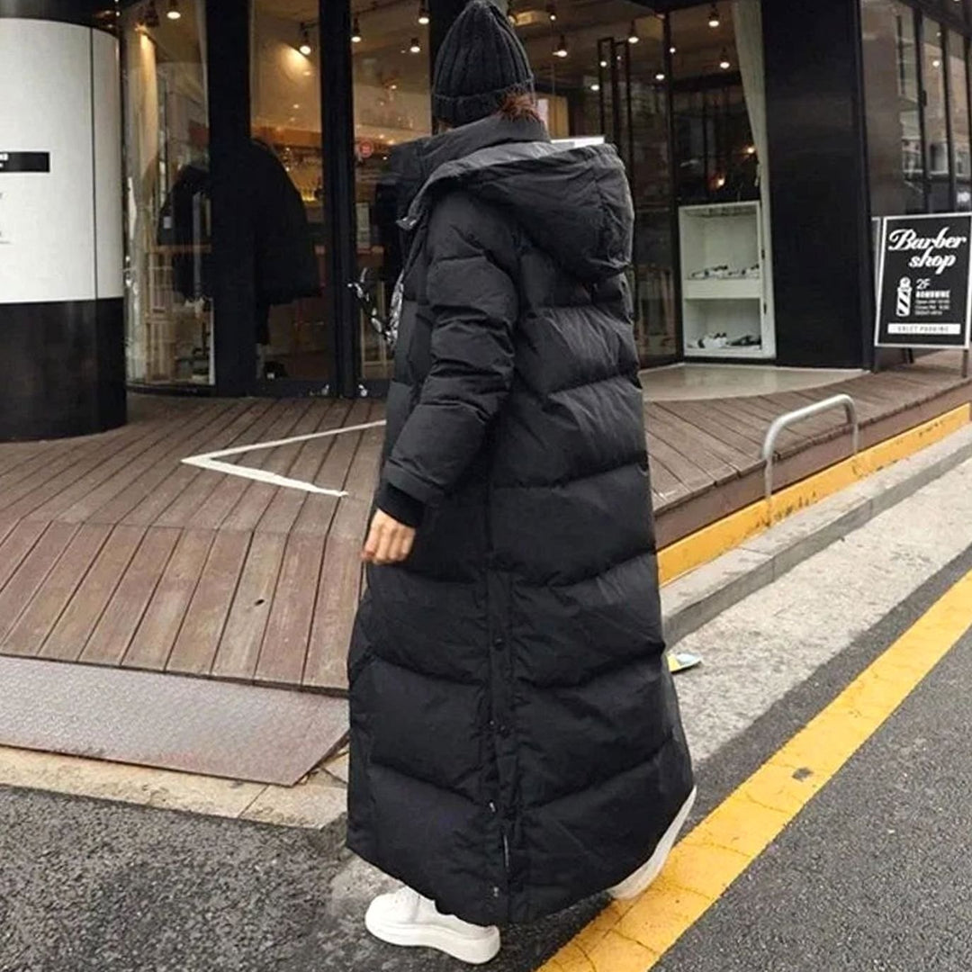 Women's Long Puffer Coat Removable Hood Maxi Winter Jacket