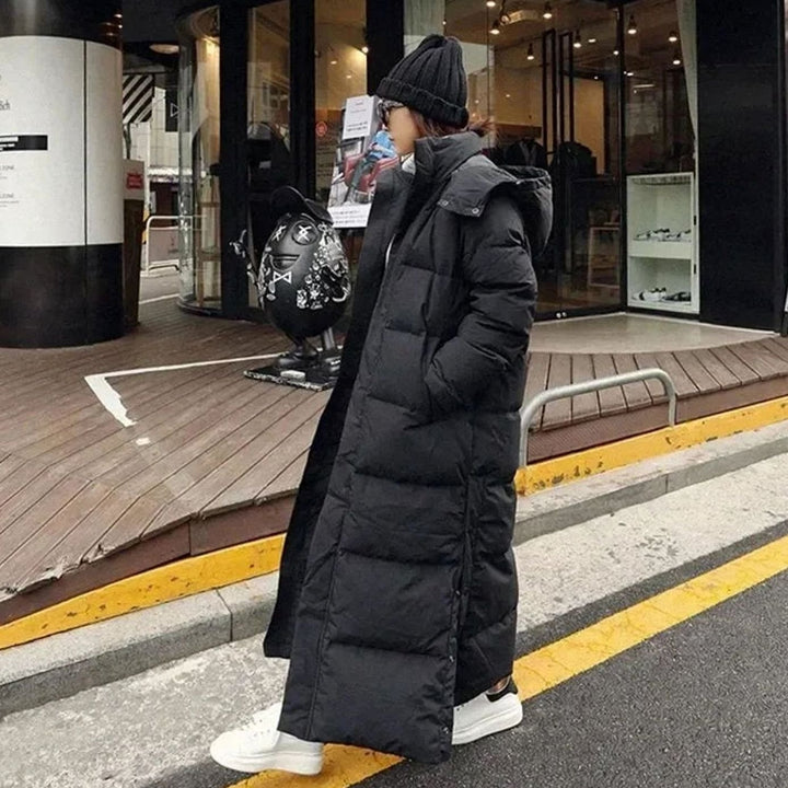 Women's Long Puffer Coat Removable Hood Maxi Winter Jacket