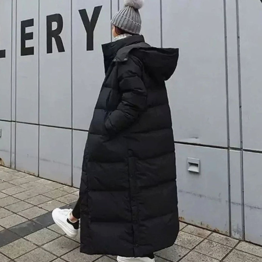 Women's Long Puffer Coat Removable Hood Maxi Winter Jacket