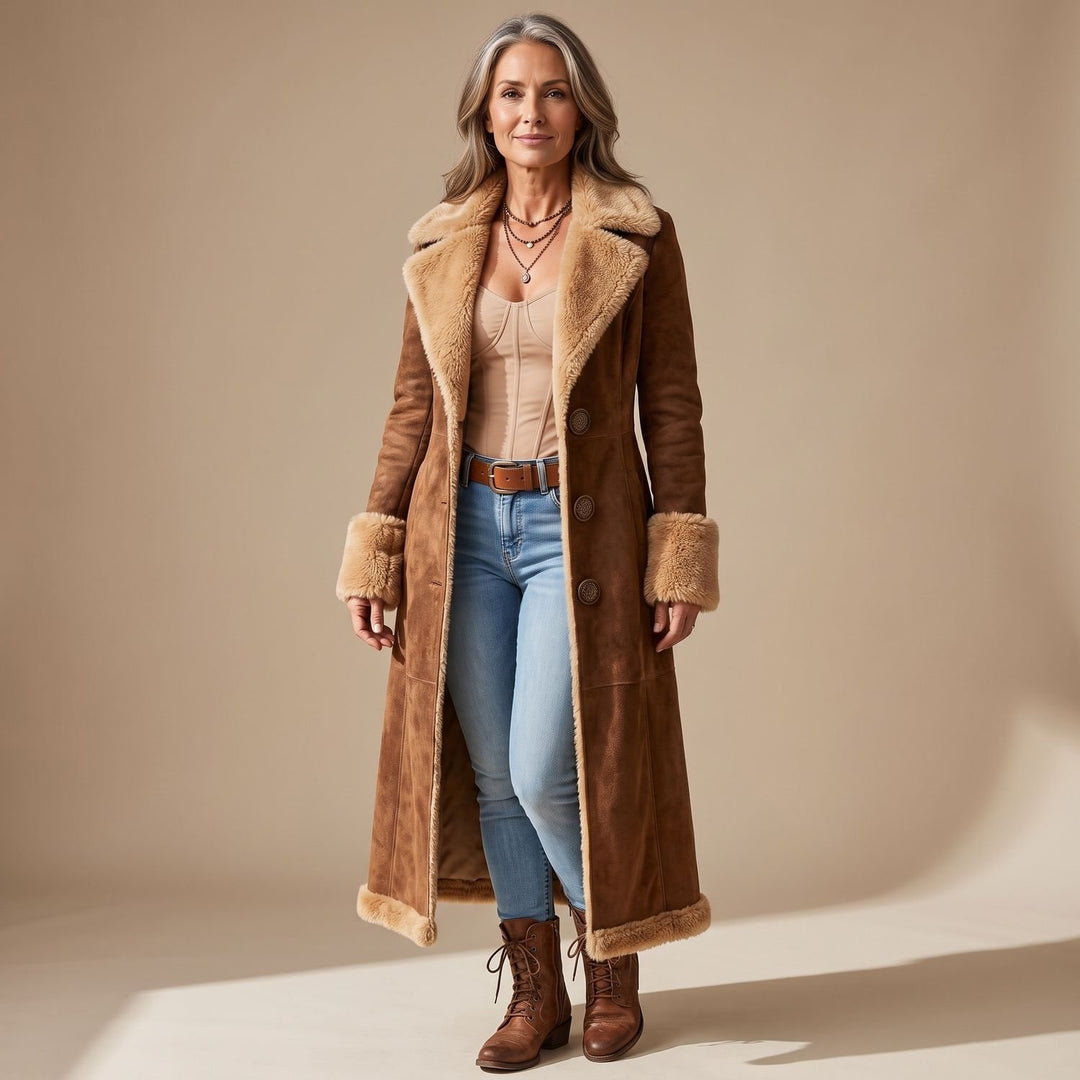 Women's Long Soft Faux Fur Teddy Coat Suede Shearling