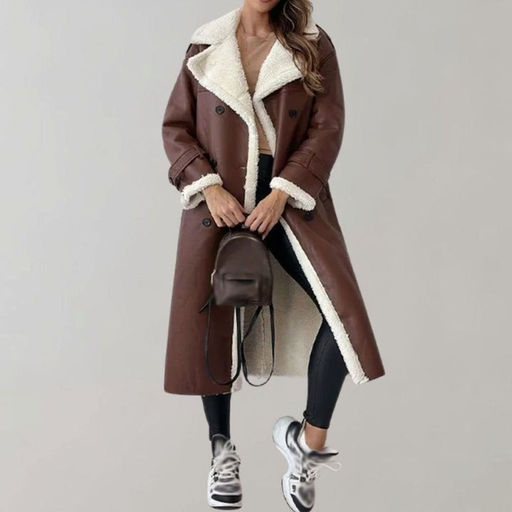 Women's Long Teddy Winter Coat Double-Breasted Sherpa Belted