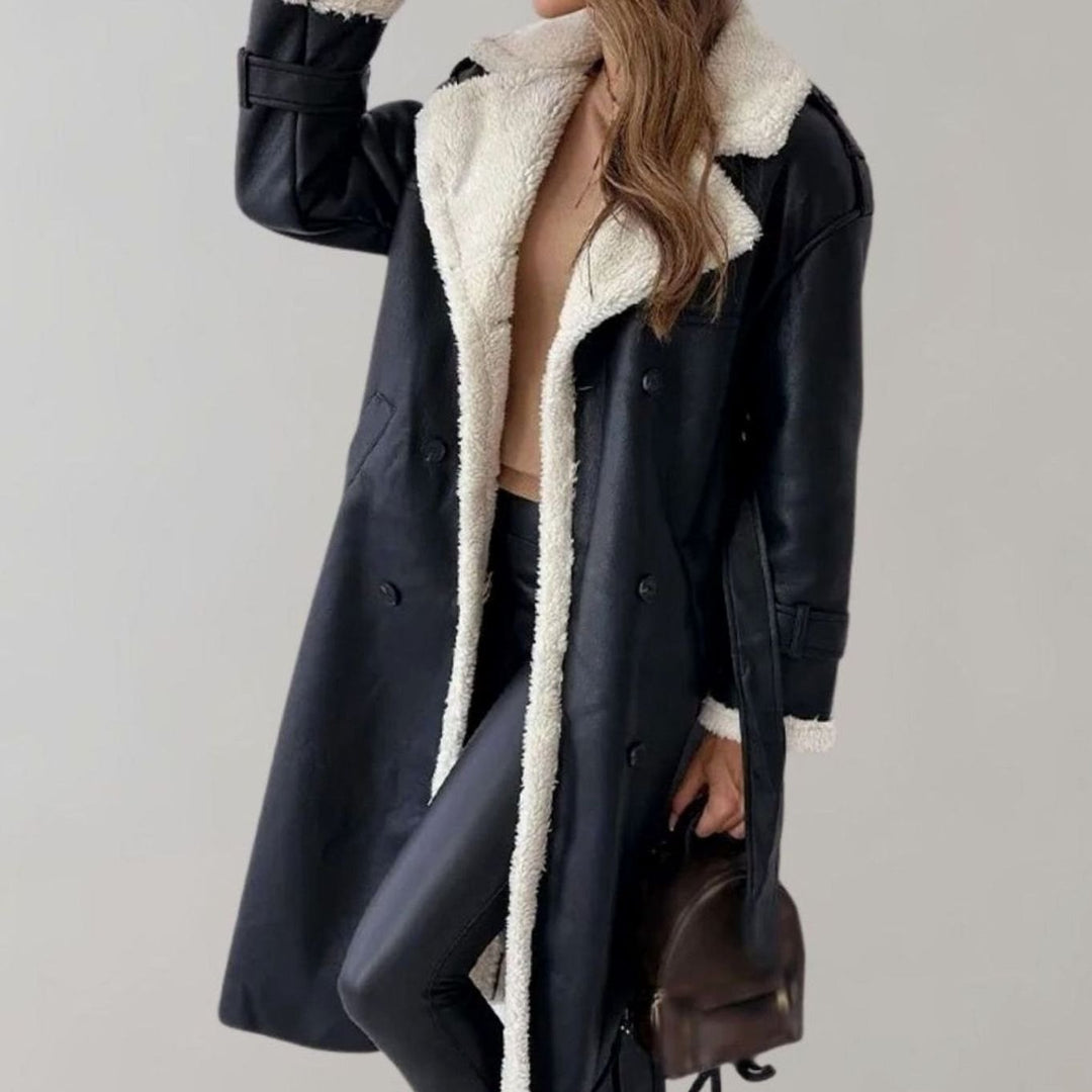 Women's Long Teddy Winter Coat Double-Breasted Sherpa Belted