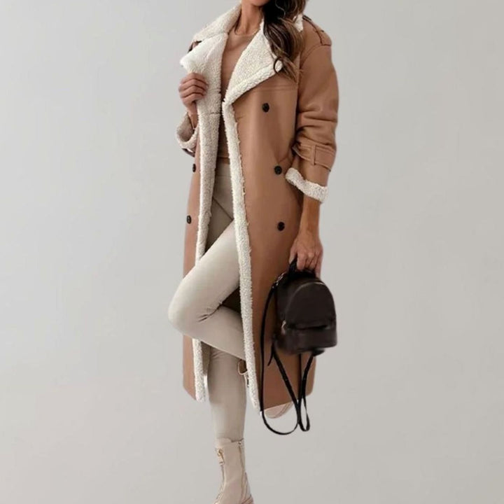 Women's Long Teddy Winter Coat Double-Breasted Sherpa Belted