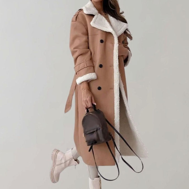 Women's Long Teddy Winter Coat Double-Breasted Sherpa Belted