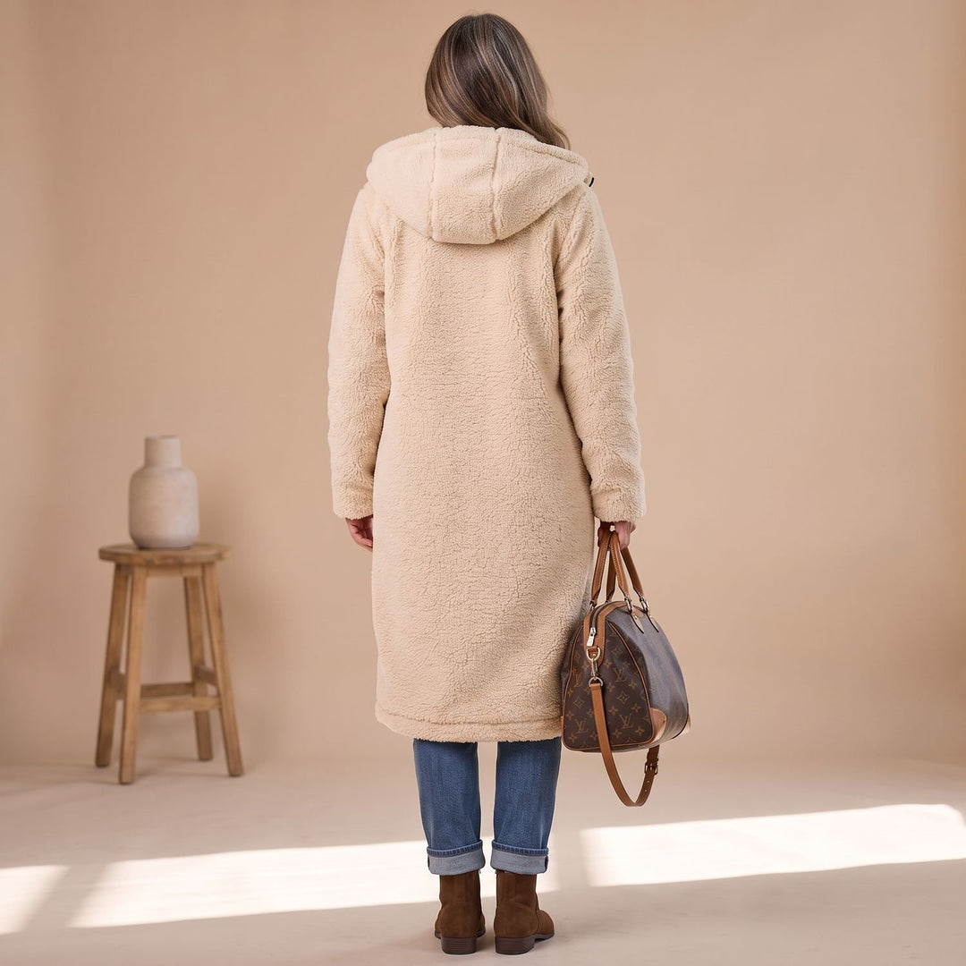 Women's Long Winter Puffer Coat Sherpa Teddy Lined Hooded Overcoat
