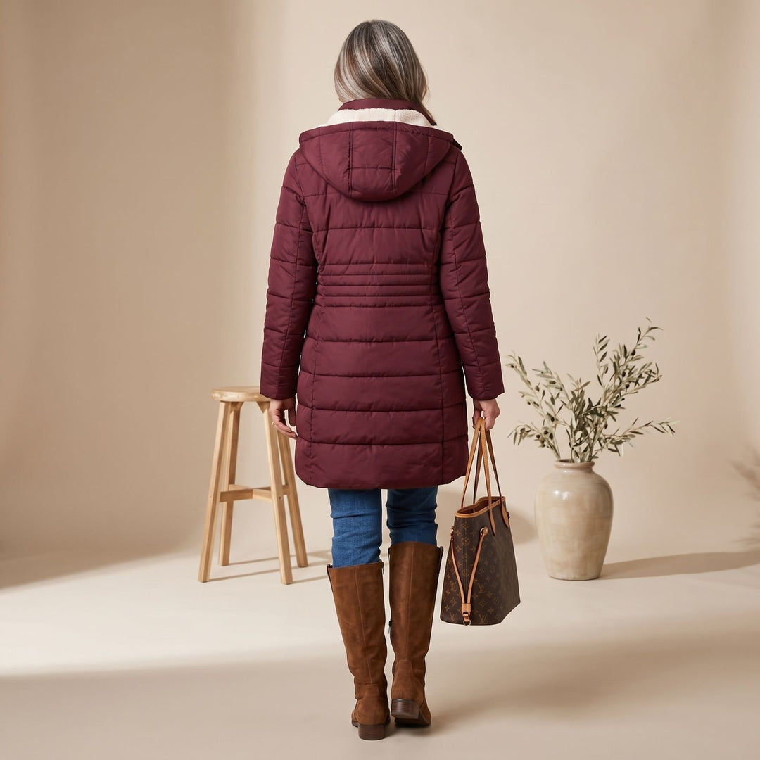 Women's Long Winter Puffer Coat Sherpa Teddy Lined Hooded Overcoat