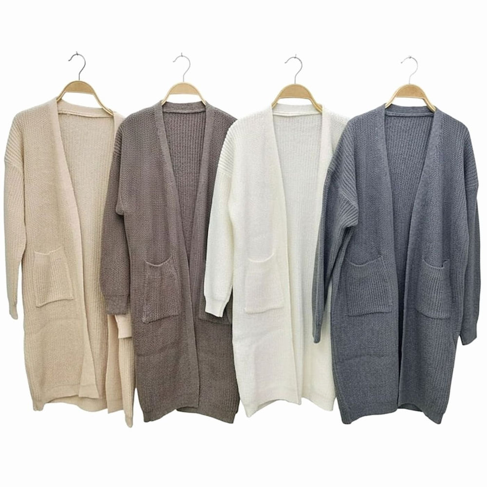 Women's Longline Open-Front Ribbed Knit Cardigan