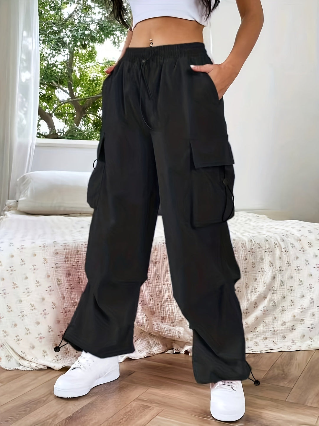 Kimberly | Women's Wide Leg Cargo Pocket Casual Pants