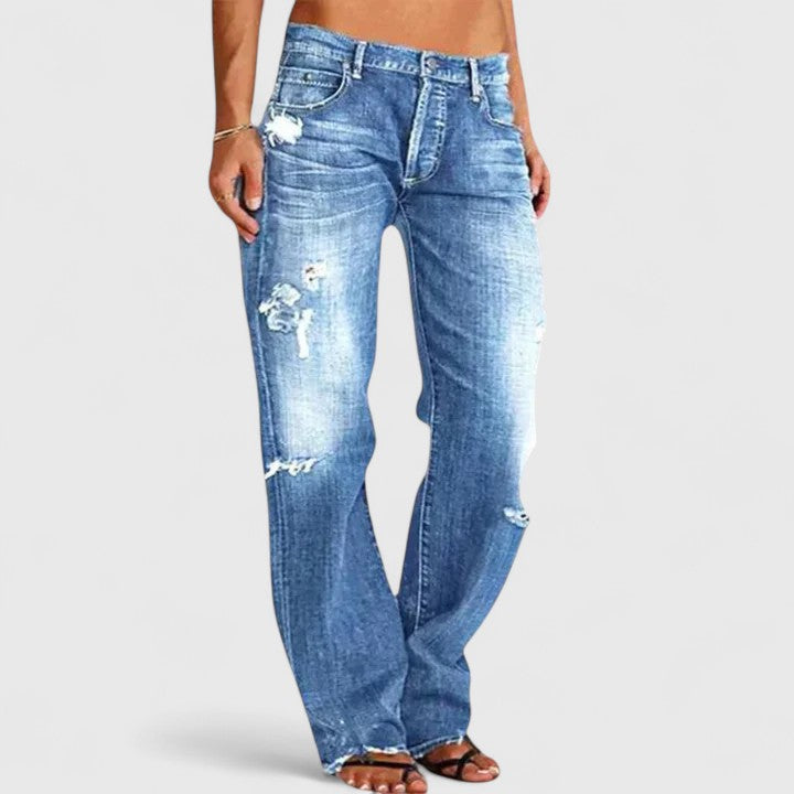 Blair | Women's Distressed Low Rise Straight Leg Jean